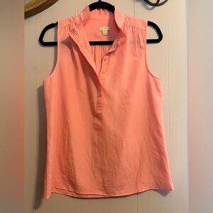 J. Crew Coral Sleeveless Pleated Collar Shell Blouse